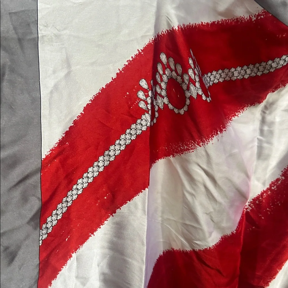Van Cleef &Arpels  Red and White Striped Scarf